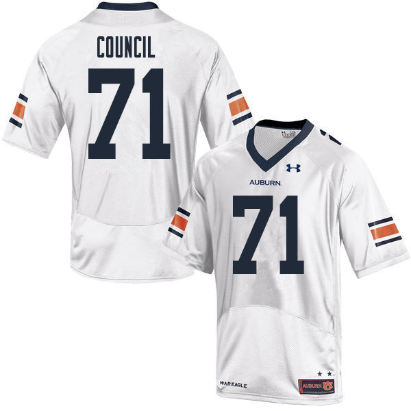 Men's Auburn Tigers #71 Brandon Council White 2020 College Stitched Football Jersey